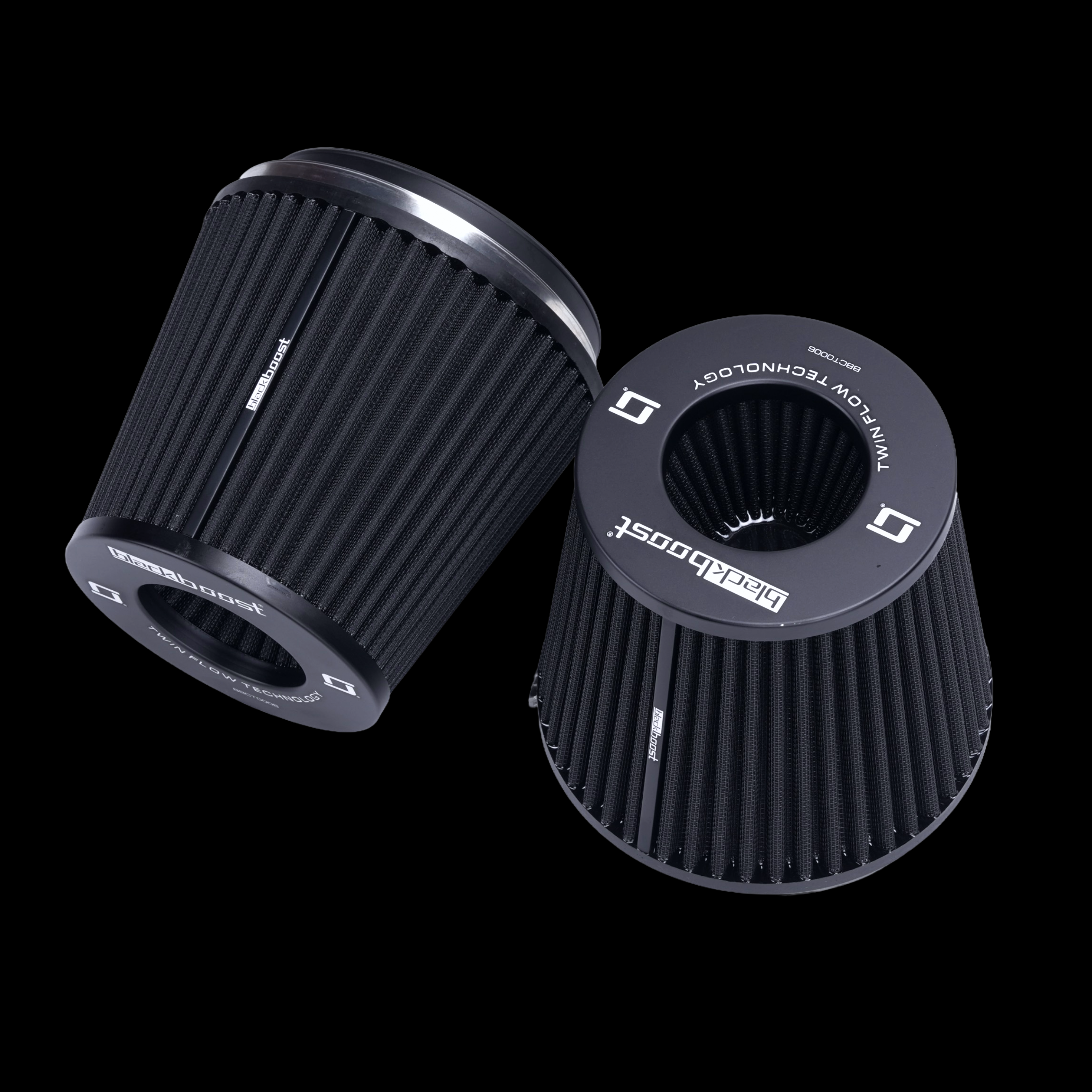 BlackBoost Conical Twin Flow Synthetic Dry Air Filters (5.5" x 180mm) SET OF 2