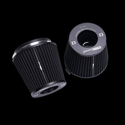 BlackBoost Conical Twin Flow Synthetic Dry Air Filters (5.5" x 180mm) SET OF 2